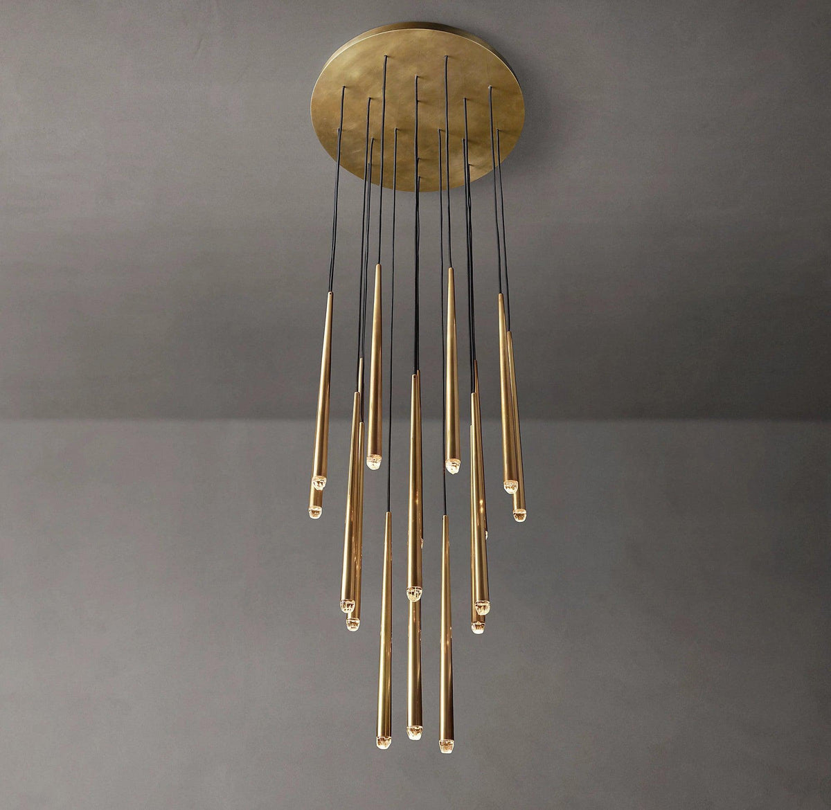 Larry Chandelier Crystal Brass Blackened Silver Staircase