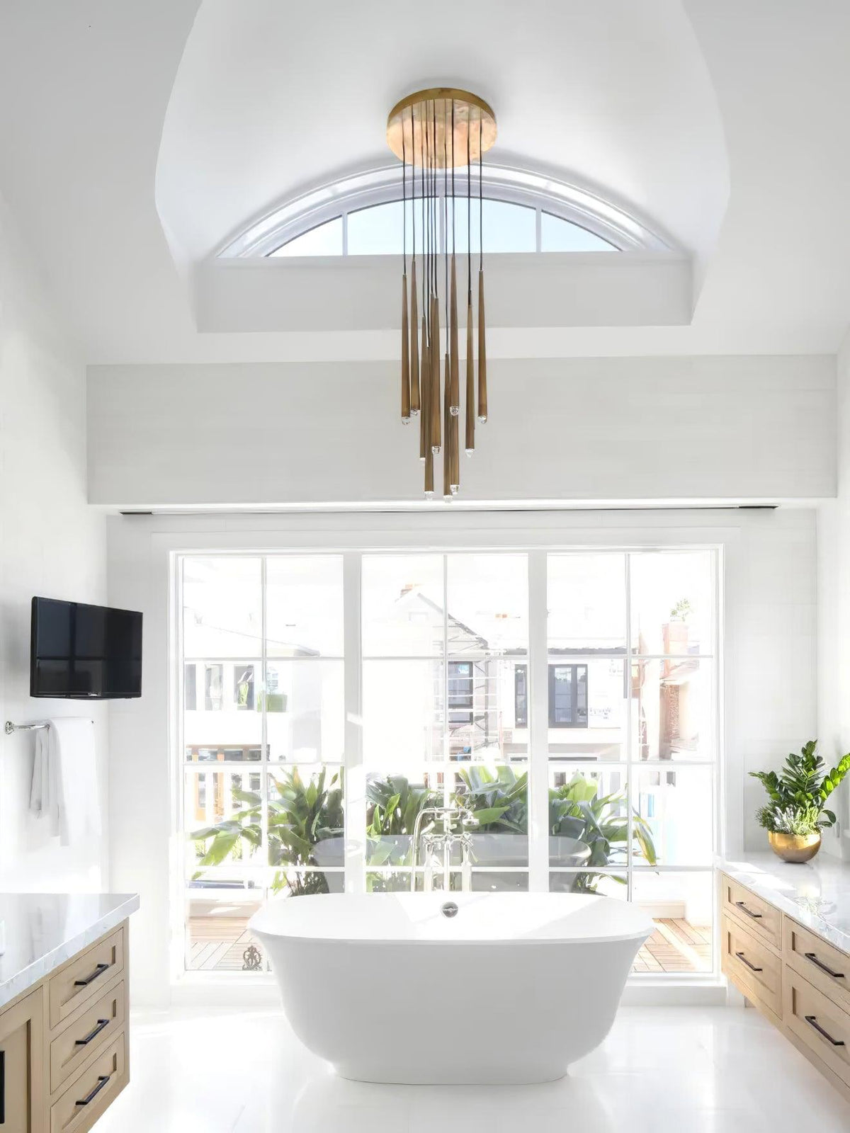 Larry Chandelier Crystal Brass Blackened Silver Staircase