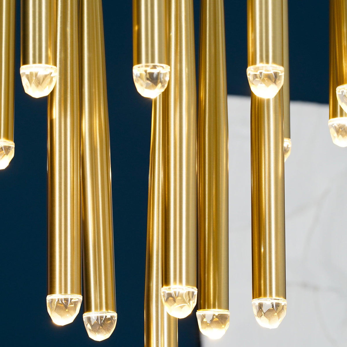 Larry Chandelier Crystal Brass Blackened Silver Staircase