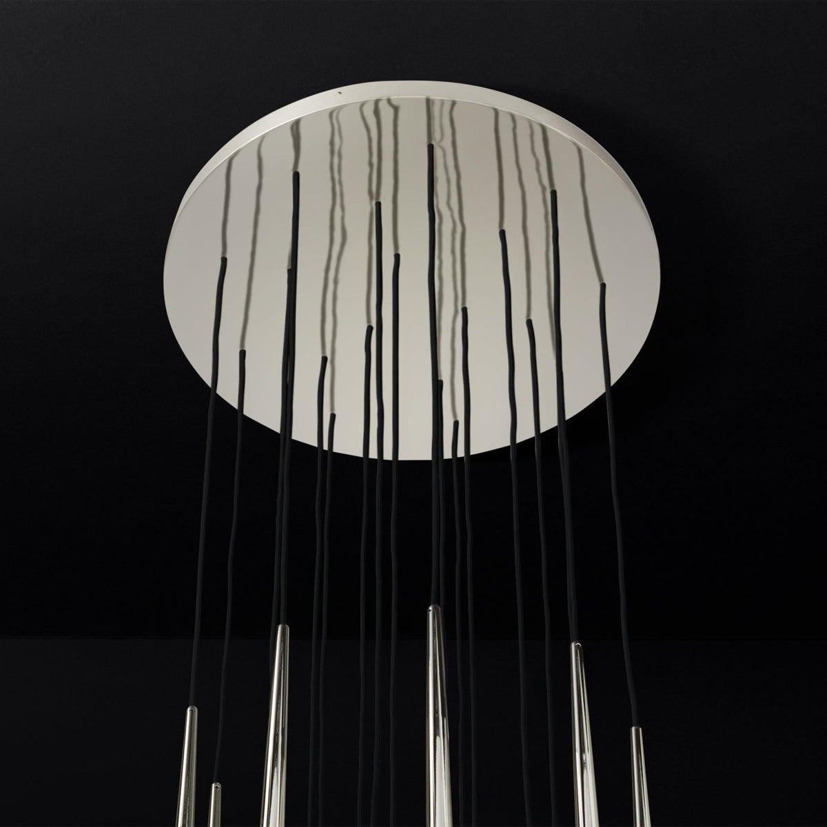 Larry Chandelier Crystal Brass Blackened Silver Staircase