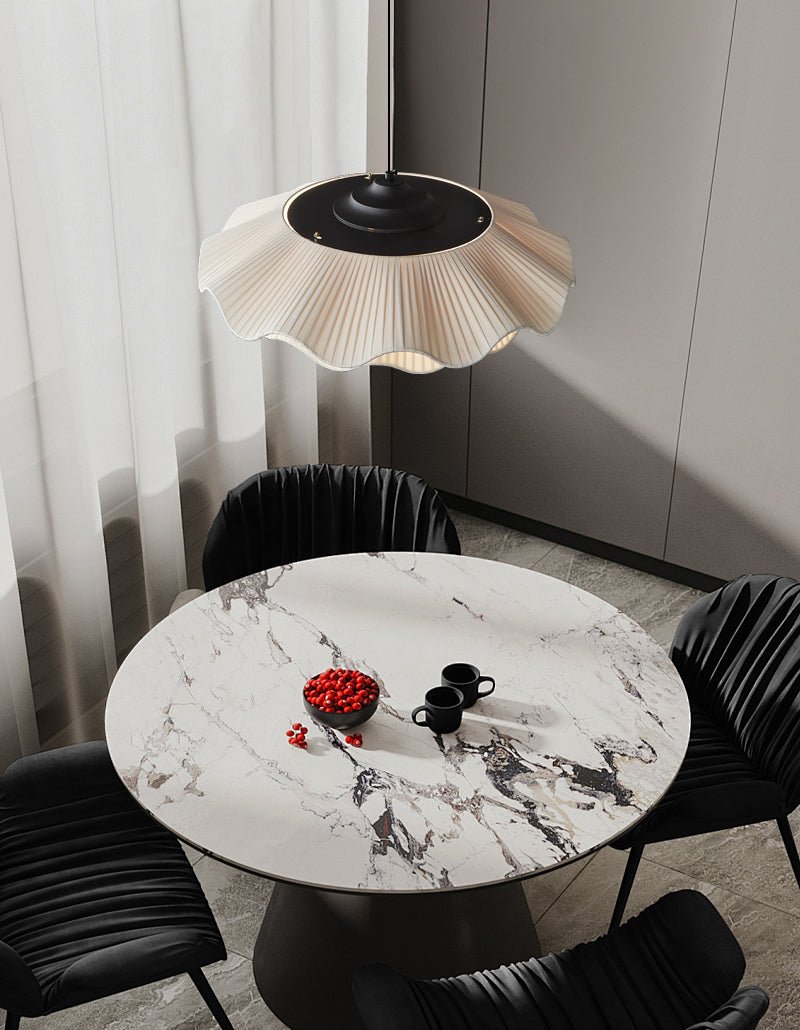 Ellorel Elegance Wave Brass Fabric Pendant Lamp