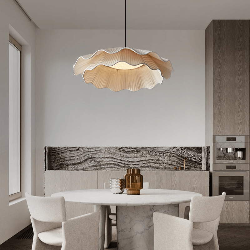 Ellorel Elegance Wave Brass Fabric Pendant Lamp