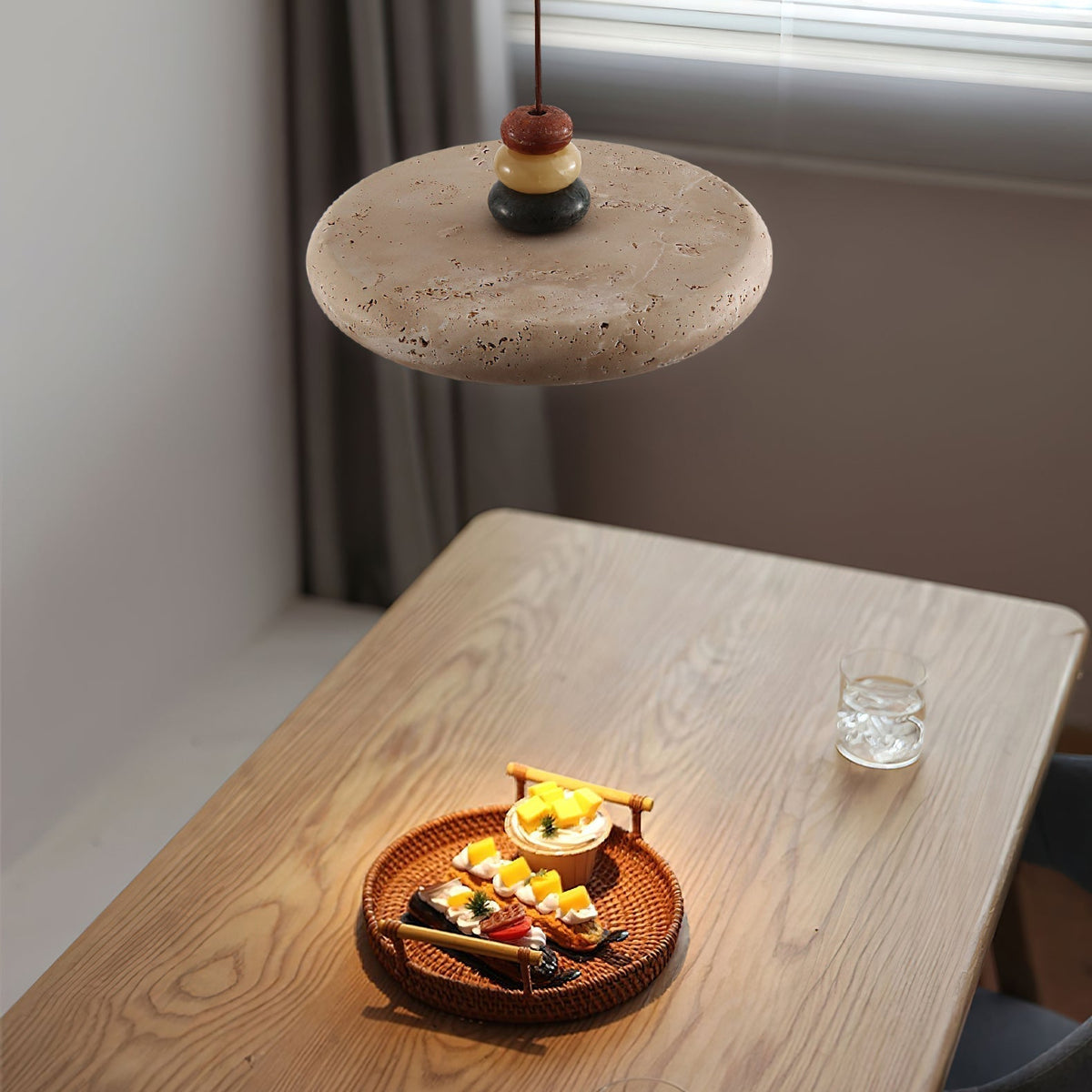 Auron Pendant Lamp Yellow travertine Marble