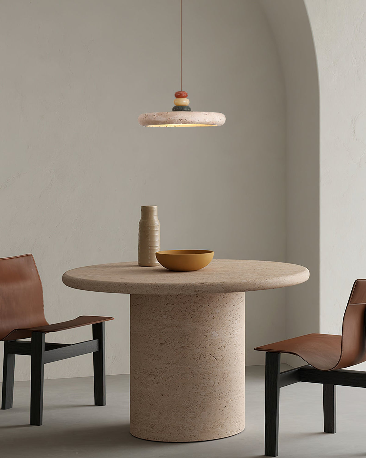 Auron Pendant Lamp Yellow travertine Marble