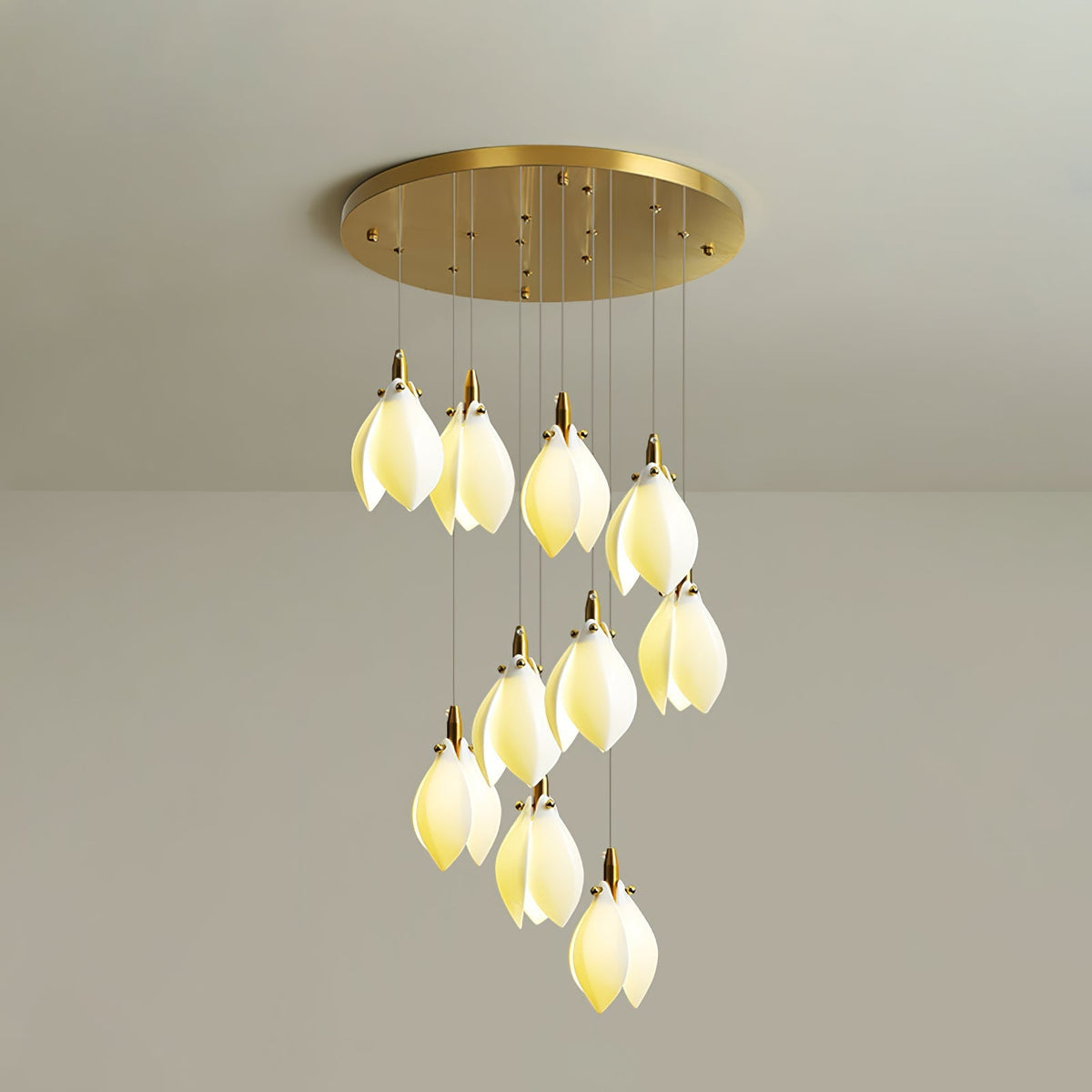 Caphayra Floral Ceramic Brass Chandelier