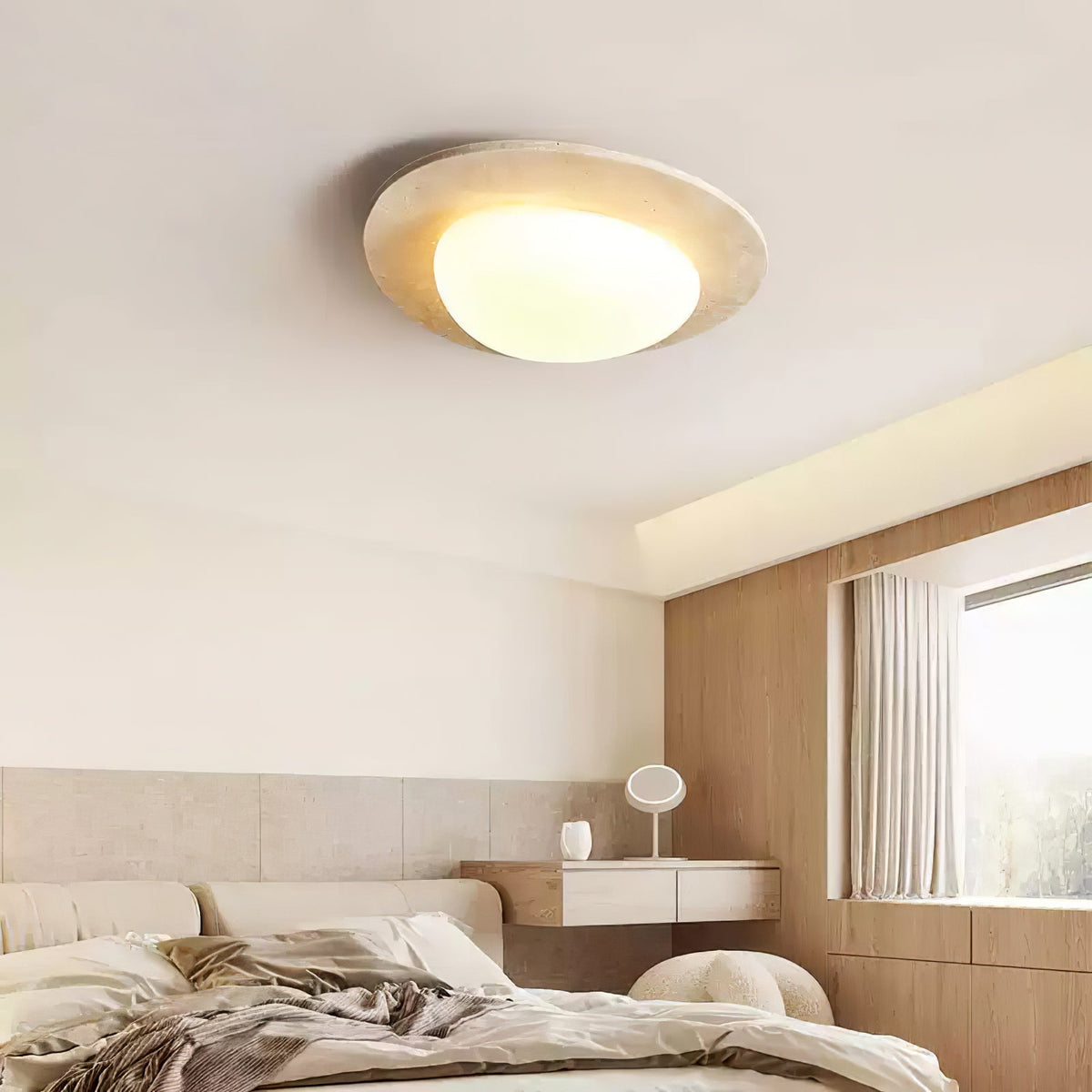 Orlaeisra Circular Travertine Ceiling Light