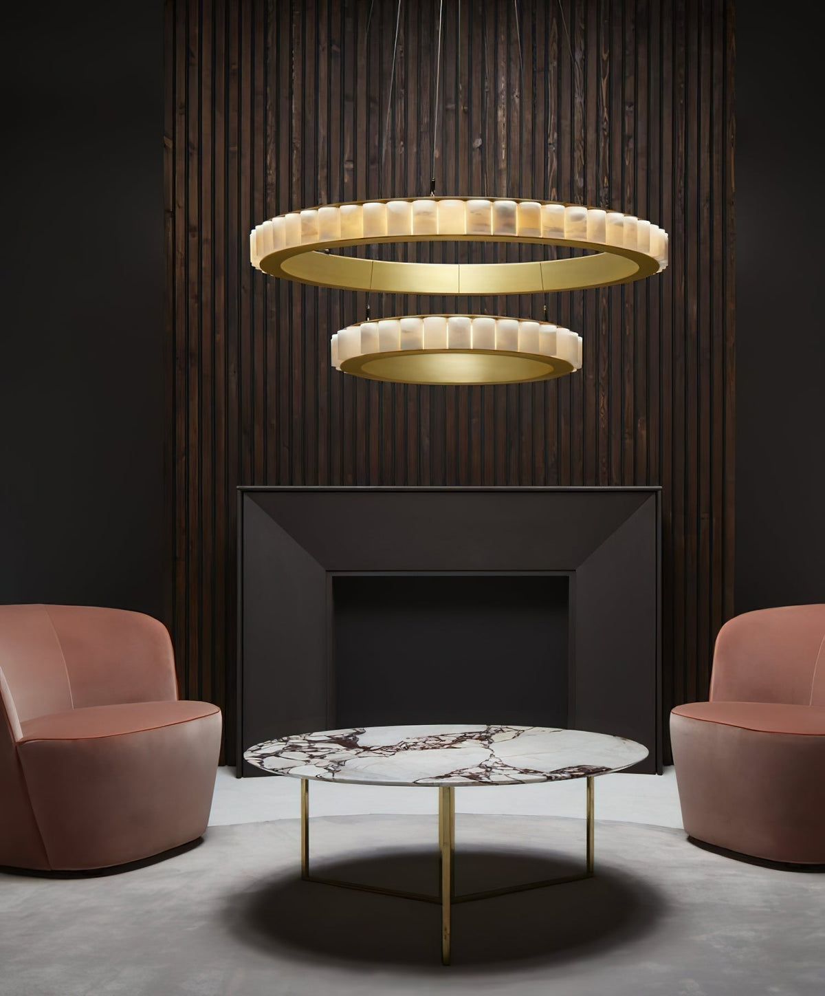 Lyra Postmodern Luxury Stainless Alabaster Chandelier