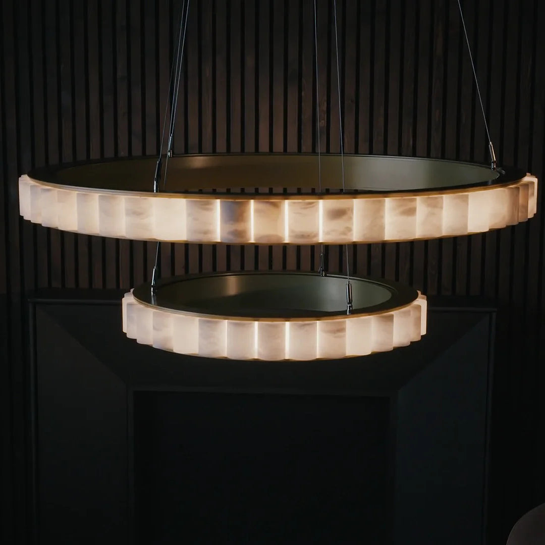 Lyra Postmodern Luxury Stainless Alabaster Chandelier