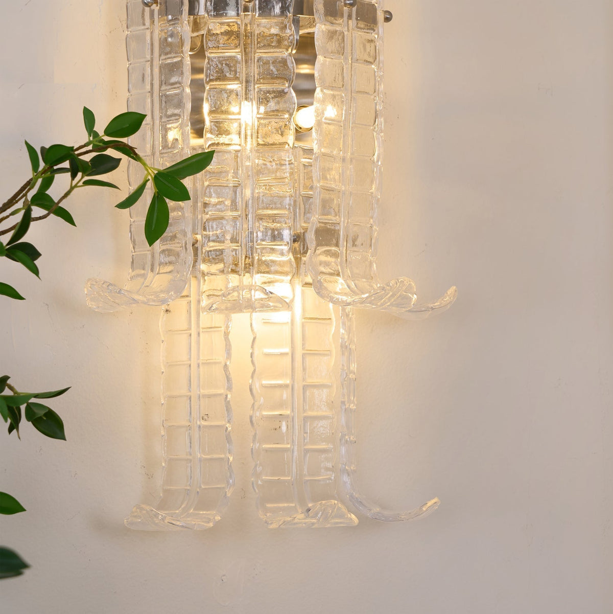 Celearia Wall Sconce Clear Murano Glass Panel Geometric