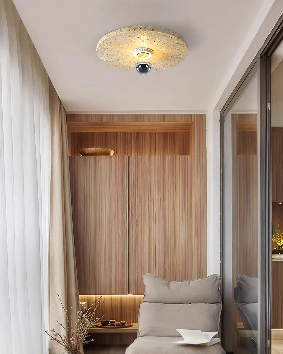 Norarora Travertine Flush Mount Ceiling Light