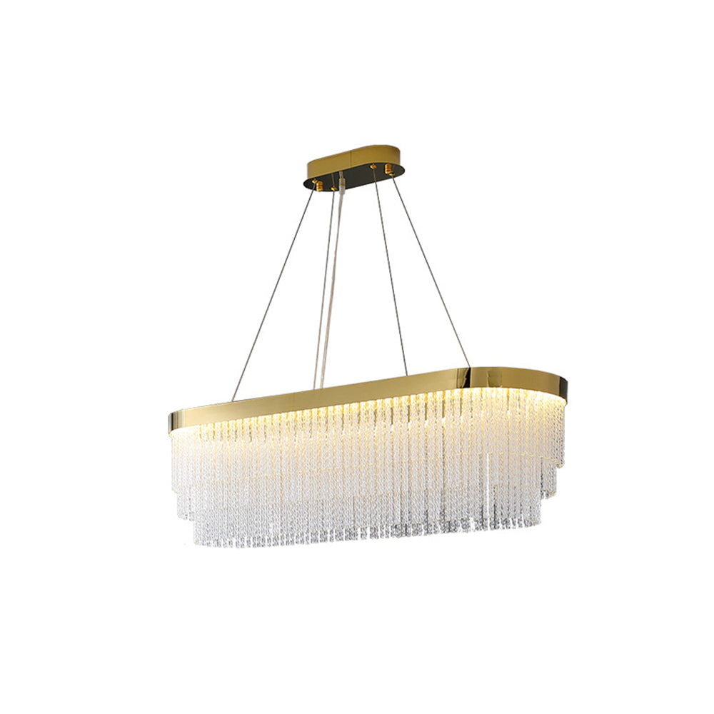 Letanil Modern Spiral Crystal Ring /Rectangle Chandelier, Gold
