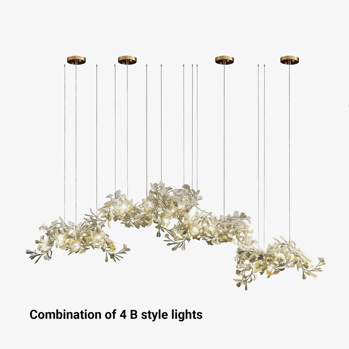 Navirin Luxury Ceramic Chandelier Large Foyer, Gingko leaf, Living Room