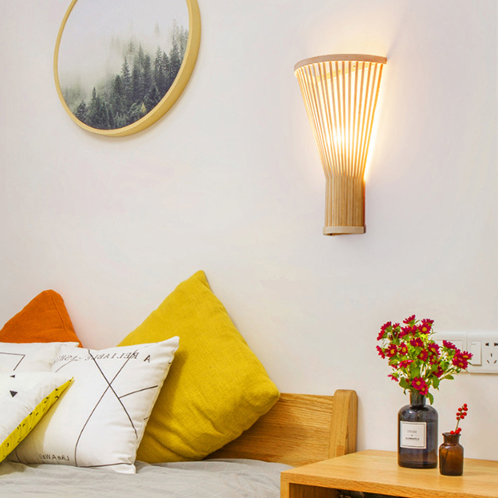 Tunules Led Wall Mounted Bedside Lamp, Rattan/, Bedroom
