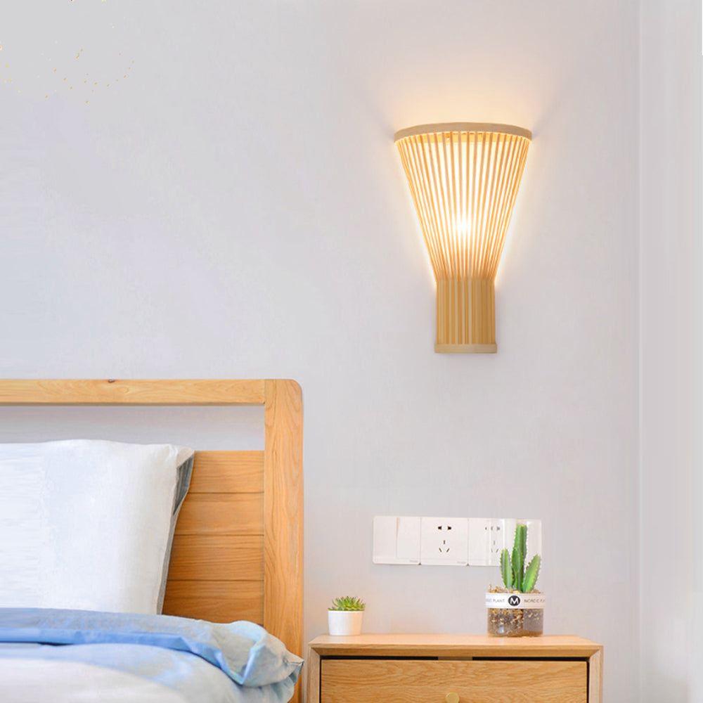 Tunules Led Wall Mounted Bedside Lamp, Rattan/, Bedroom