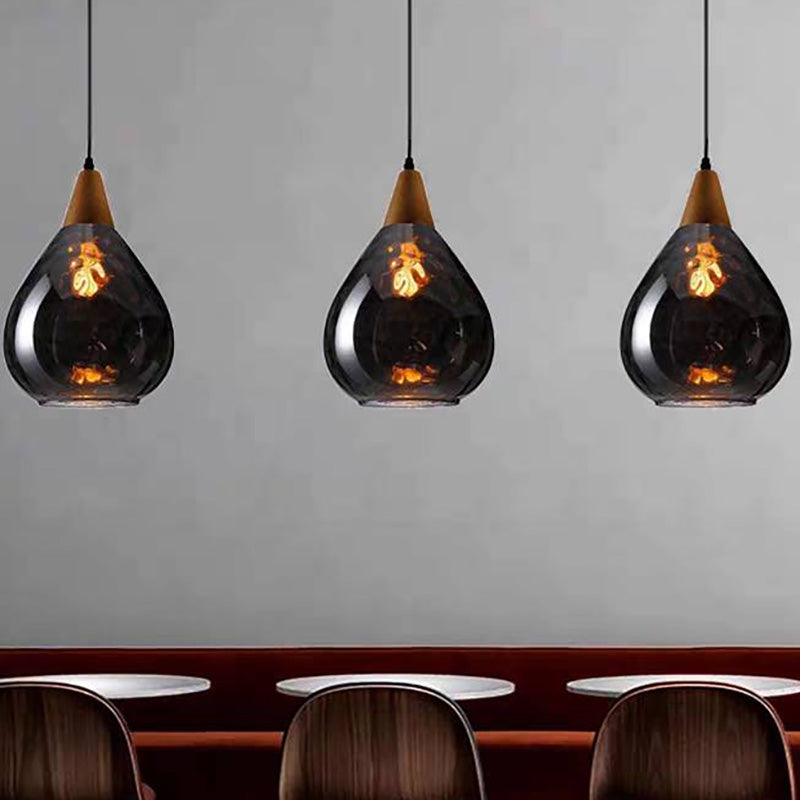 Alverin Pendant Light Glass Wood Amber-Neutral Decor