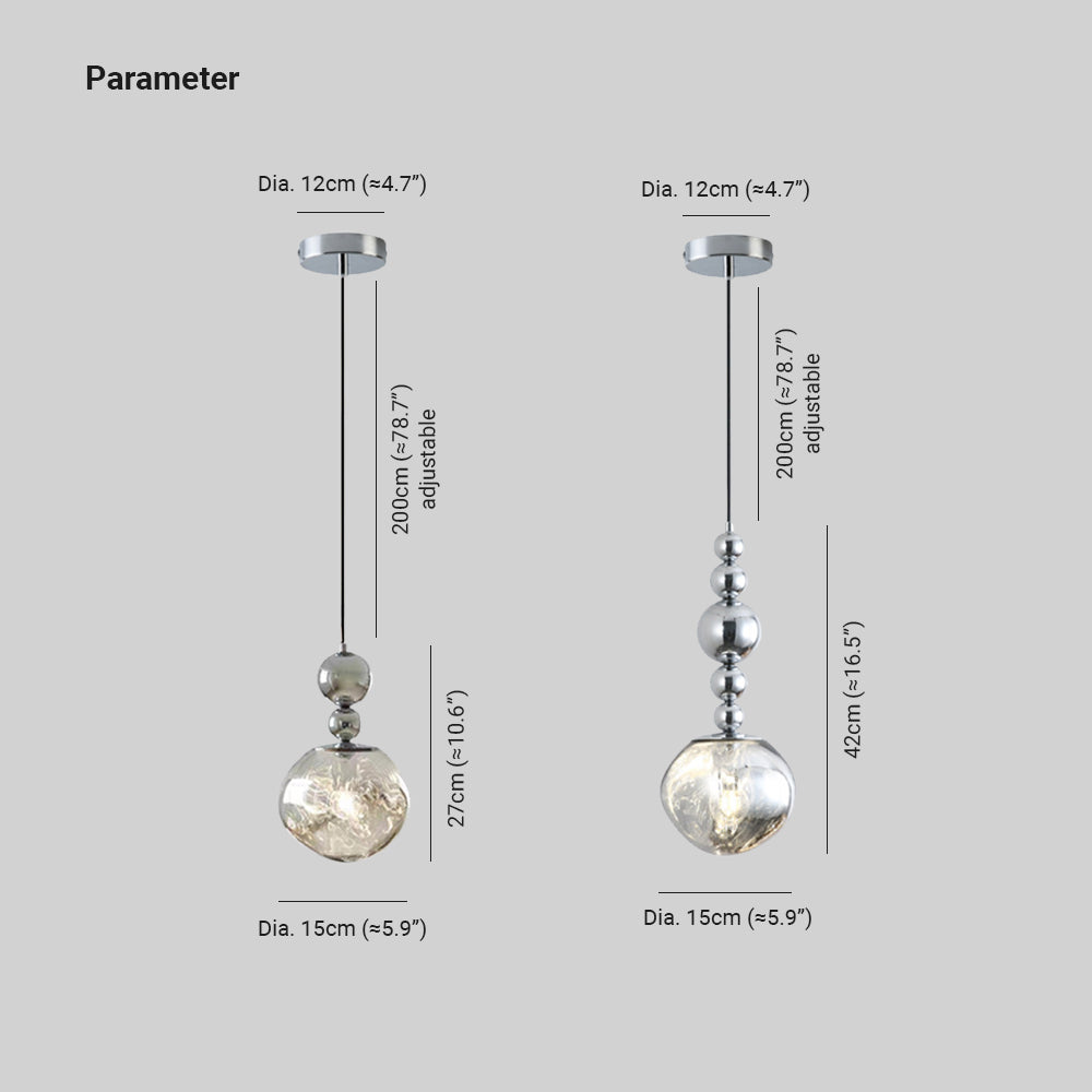 Pikadoke Retro LED Pendant Light Chrome Metal/ Bedroom