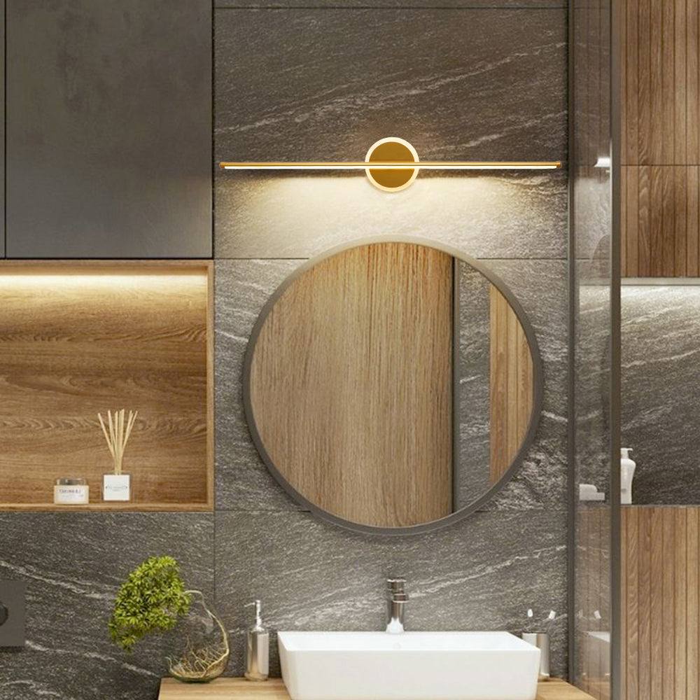 Januked LED Linear Mirror Front Vanity Wall Lamp, Black/Gold