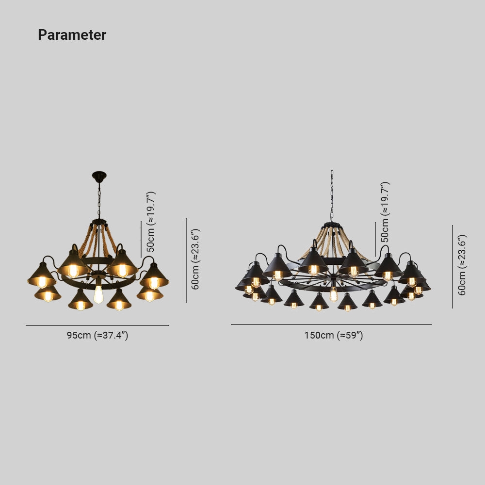 Jopabek Vintage Industrial Rope Chandelier Living Room