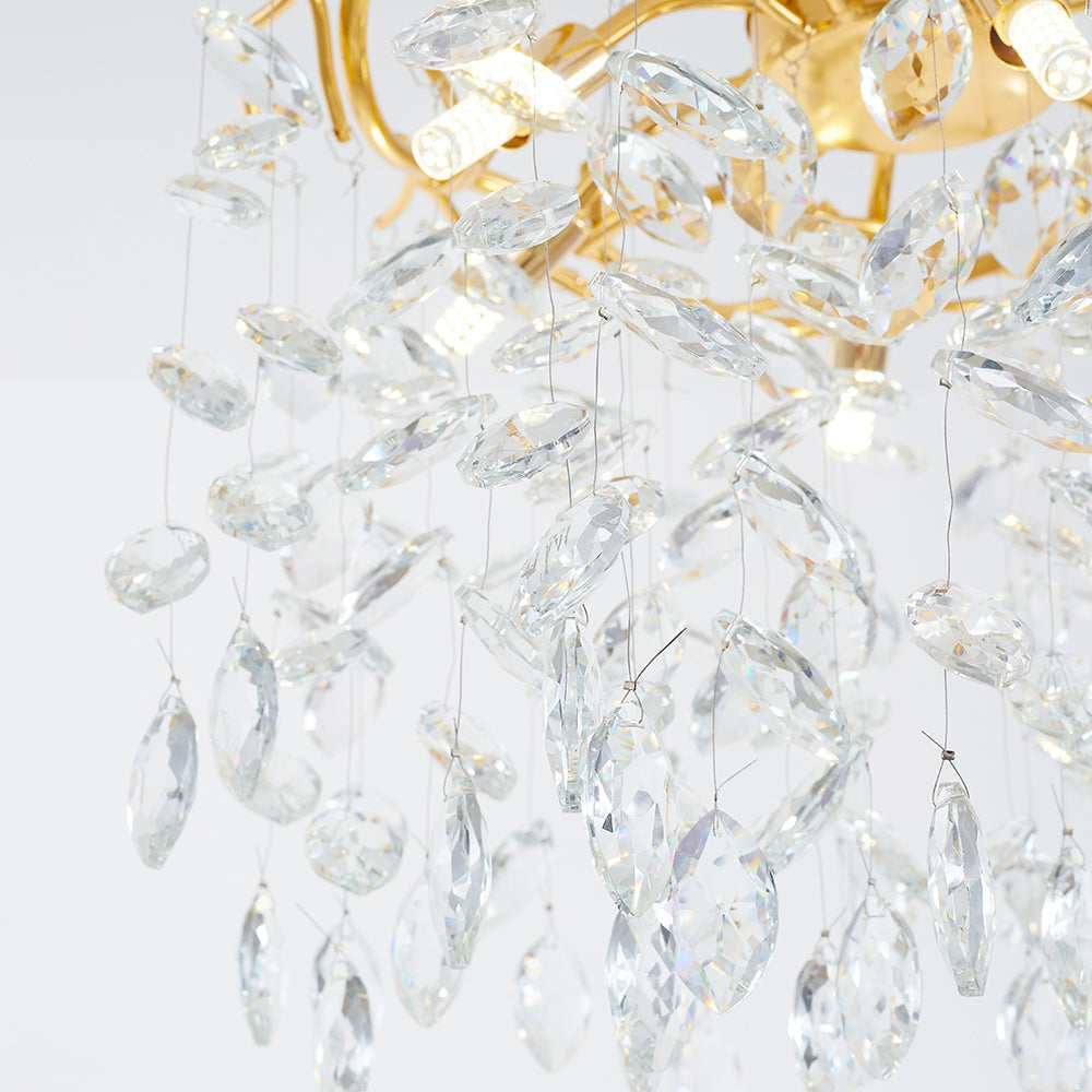 Wonatik Contemporary Gold Glass Crystal Chandelier