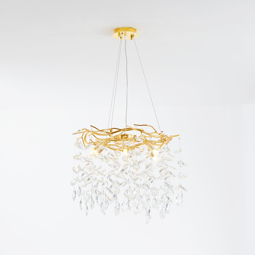 Wonatik Contemporary Gold Glass Crystal Chandelier