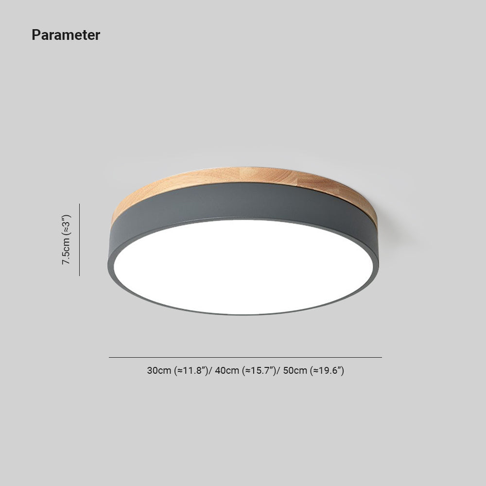 Losupak Nordic LED Round Flush Mount Ceiling Light Wood Color