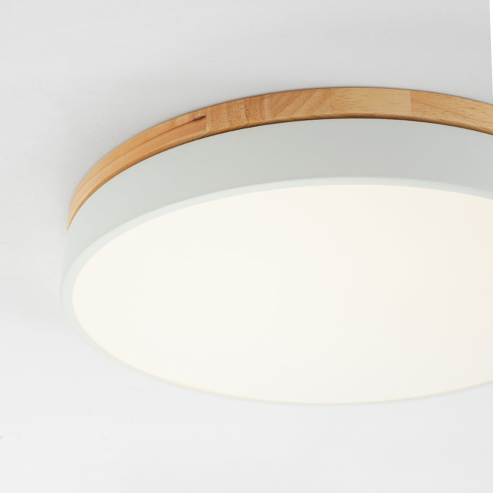 Losupak Nordic LED Round Flush Mount Ceiling Light Wood Color