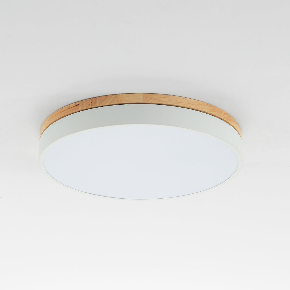 Losupak Nordic LED Round Flush Mount Ceiling Light Wood Color