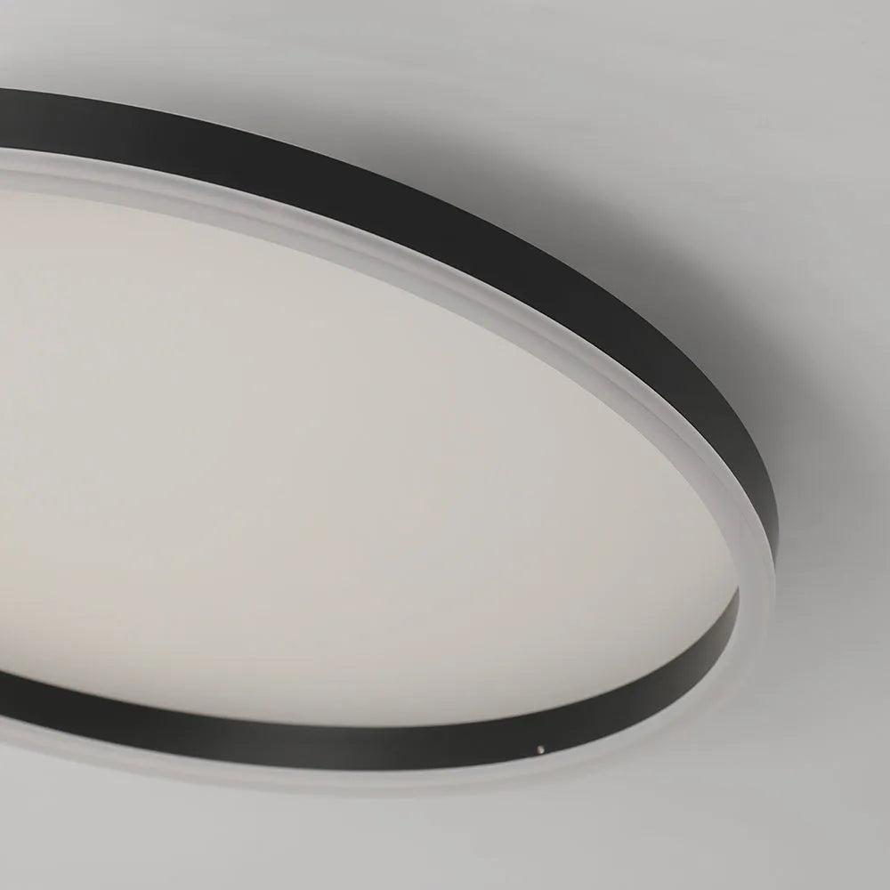 Dunomut Minimalist Ring Metal Flush Mount Ceiling Light, Black