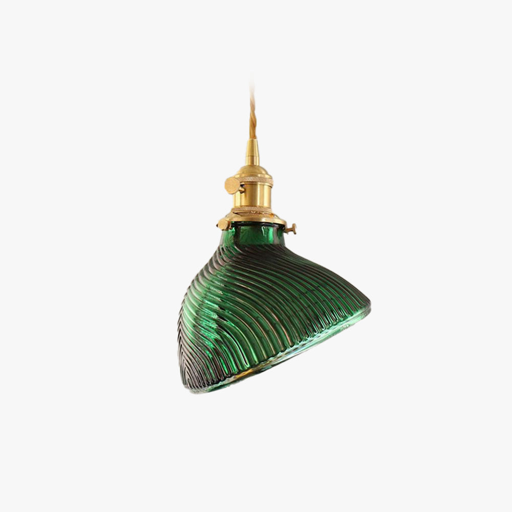 Jisikus Retro LED Pendant Light Metal Green Glass Dining Room