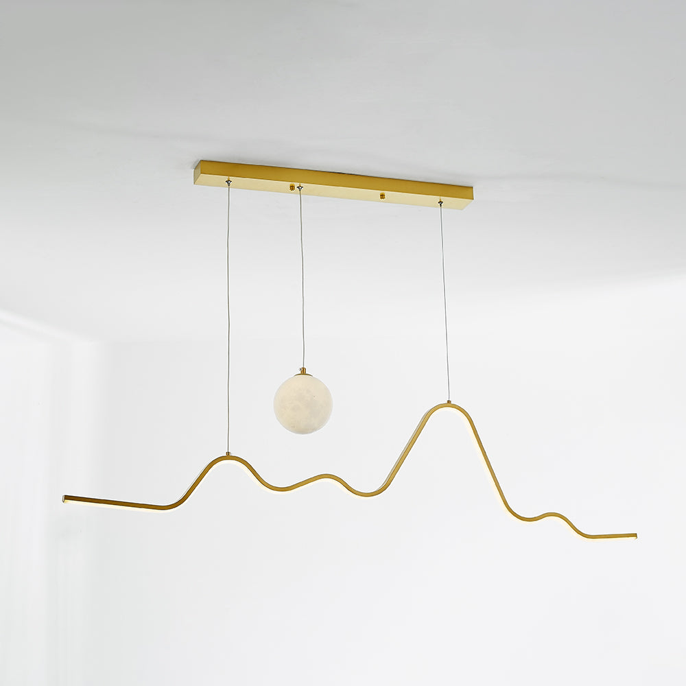 Gokanar Minimalist Wavy Metal Pendant Light, Black/White/Gold