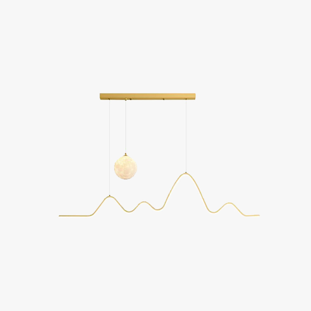 Gokanar Minimalist Wavy Metal Pendant Light, Black/White/Gold