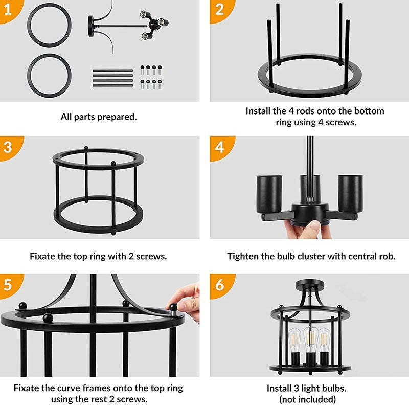 Basalun Flush Mount Ceiling Light Lantern Industrial