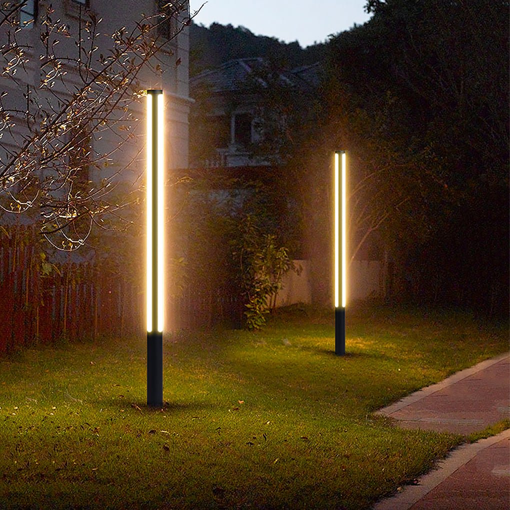 Jolosum Column Double Light Strip Outdoor Path Light, Black