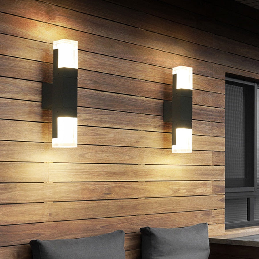 Lisipom Modern Rectangular Double- Head Metal Outdoor Wall Lamp