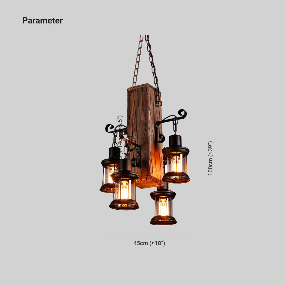 Sevuvado Industrial Lantern Wood Pendant Light