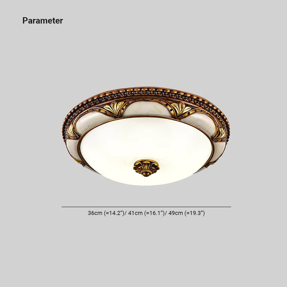 Pavepeno Floral Retro Antique Brass Flush Mount Ceiling Light