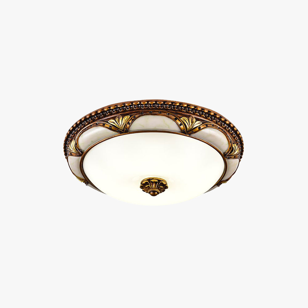 Pavepeno Floral Retro Antique Brass Flush Mount Ceiling Light