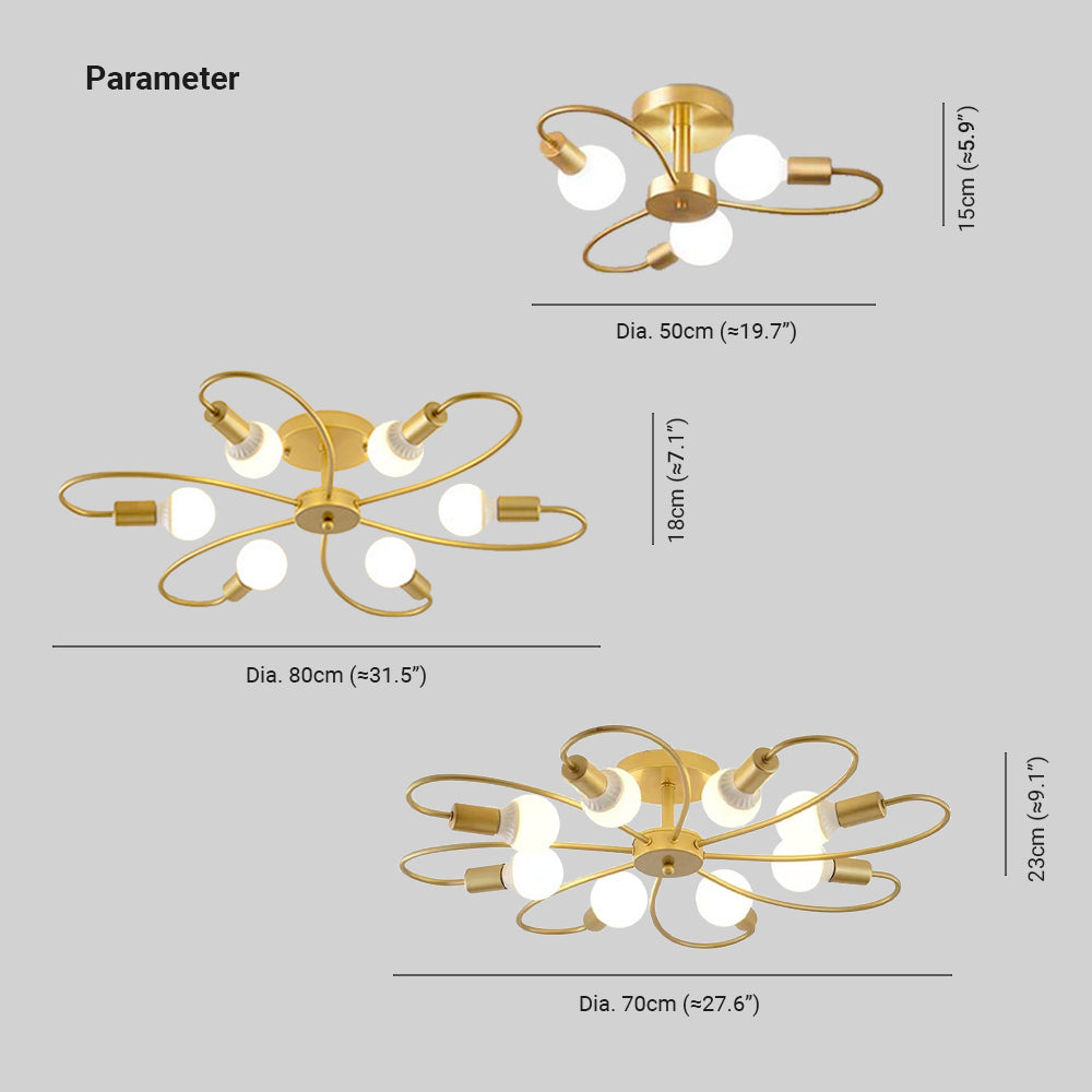 Pesubun Modern Metal Flush Mount Ceiling Light, Black/Gold