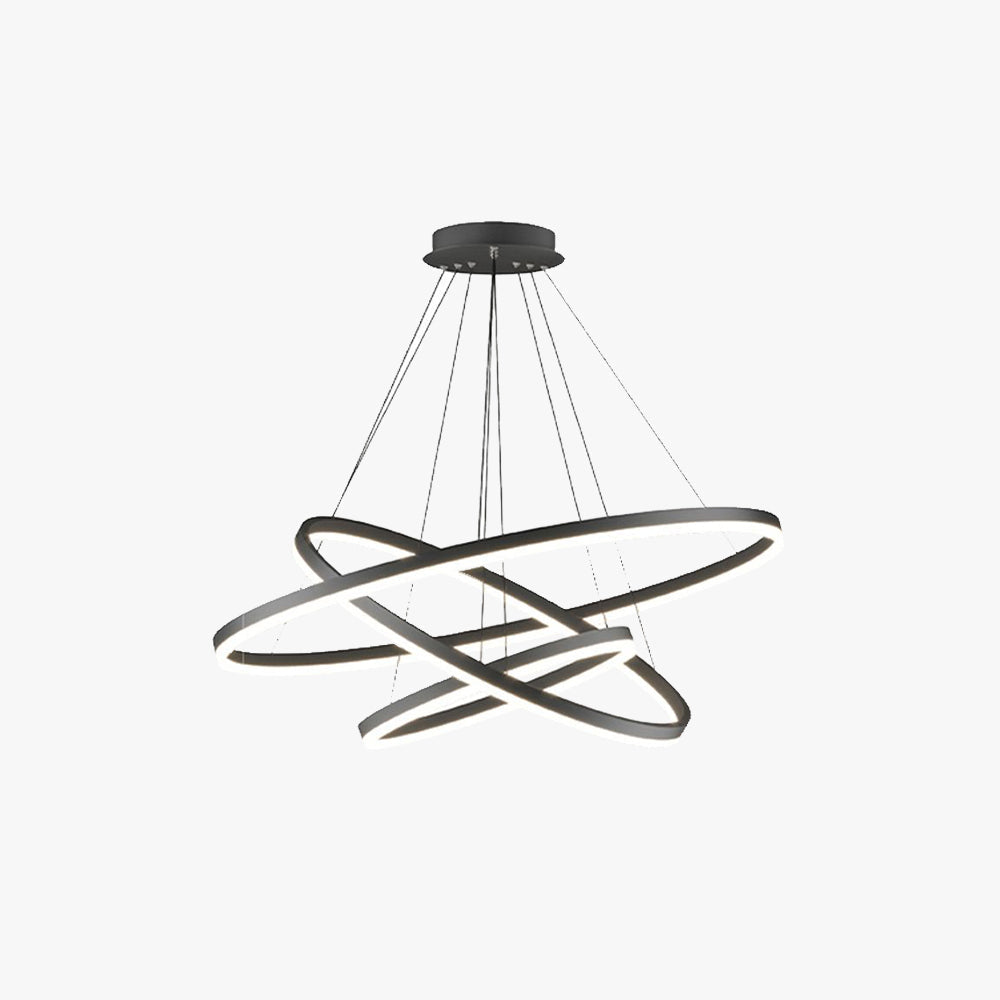 Gudolor 3-Rings Black Black Modern Pendant Light