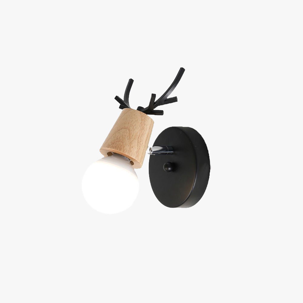 Tasemak Modern Antler Wood/Glass Wall Lamp, Bedroom/Bathroom
