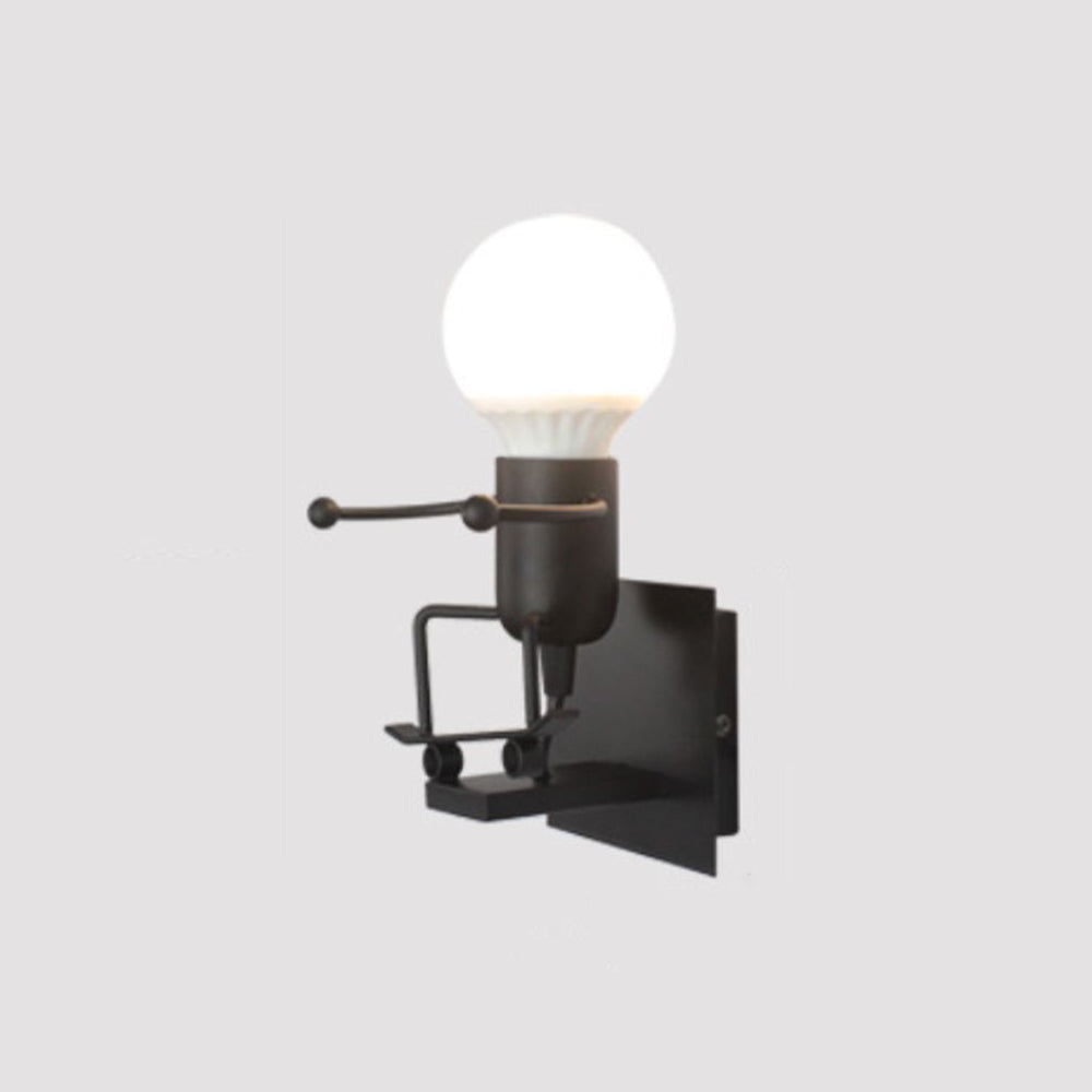 Relarat Modern Decorative Man Metal Wall Lamp, White/Black