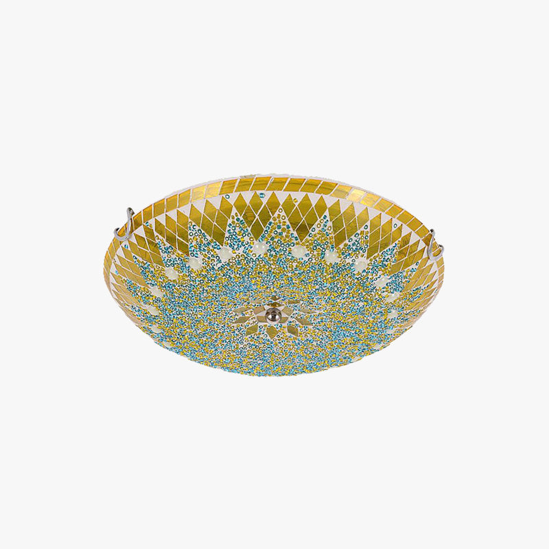 Dimoler Modern Mediterranean Glass Flush Mount Ceiling Light Blue/Yellow/White