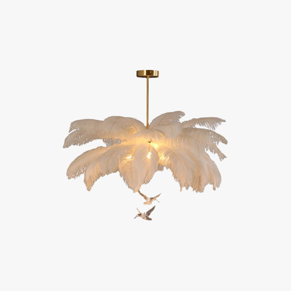 Wagires Ostrich Contemporary Elegant Feather Chandelier, White