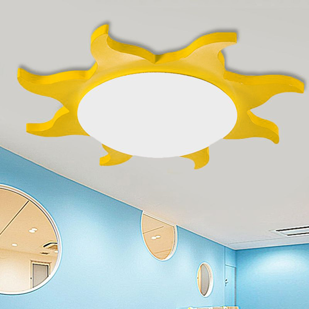 Hedatom Modern Sun Round Flush Mount Ceiling Light, Red/Yellow/Blue/Green, Bedroom