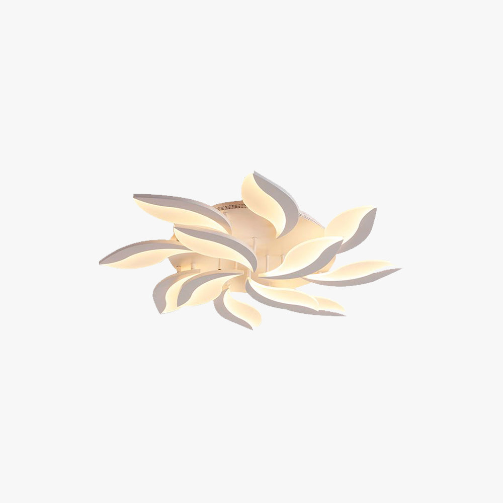 Sumukok Minimalist Art Deco Flower Flush Mount Ceiling Light, White, Living Room