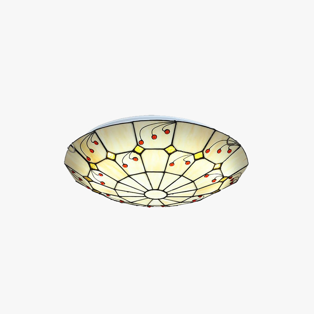 Hukebem Rustic Glass Flush Mount Ceiling Light, White, Kitchen