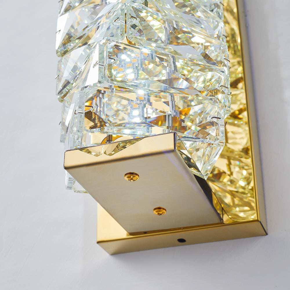 Babegot Modern Rectangular Vanity Metal Crystal LED Wall Lamp