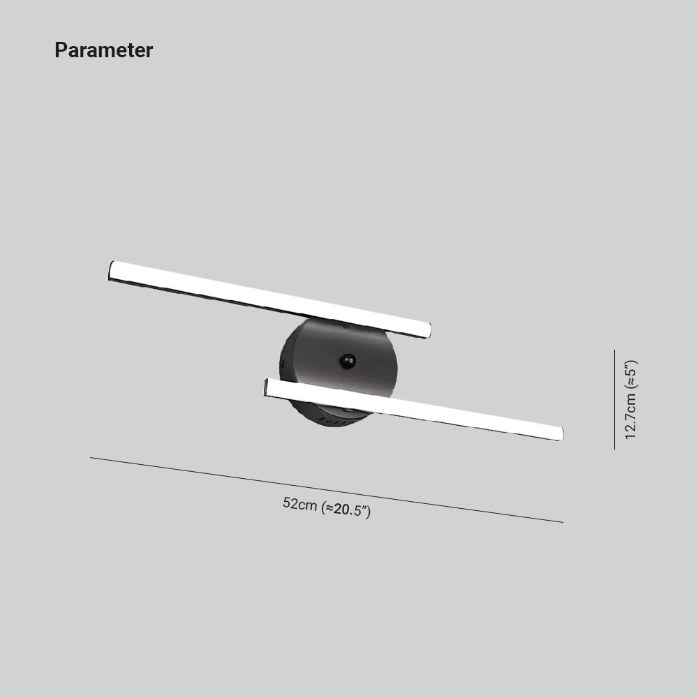 Divipos Modern Bi-Linear LED Vanity Wall Lamp, Black/Silver