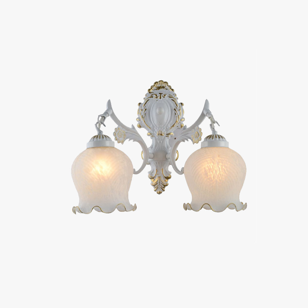 Bigomut Vintage Flower shape Metal&Glass Modern Wall Lamp, White/Bronze