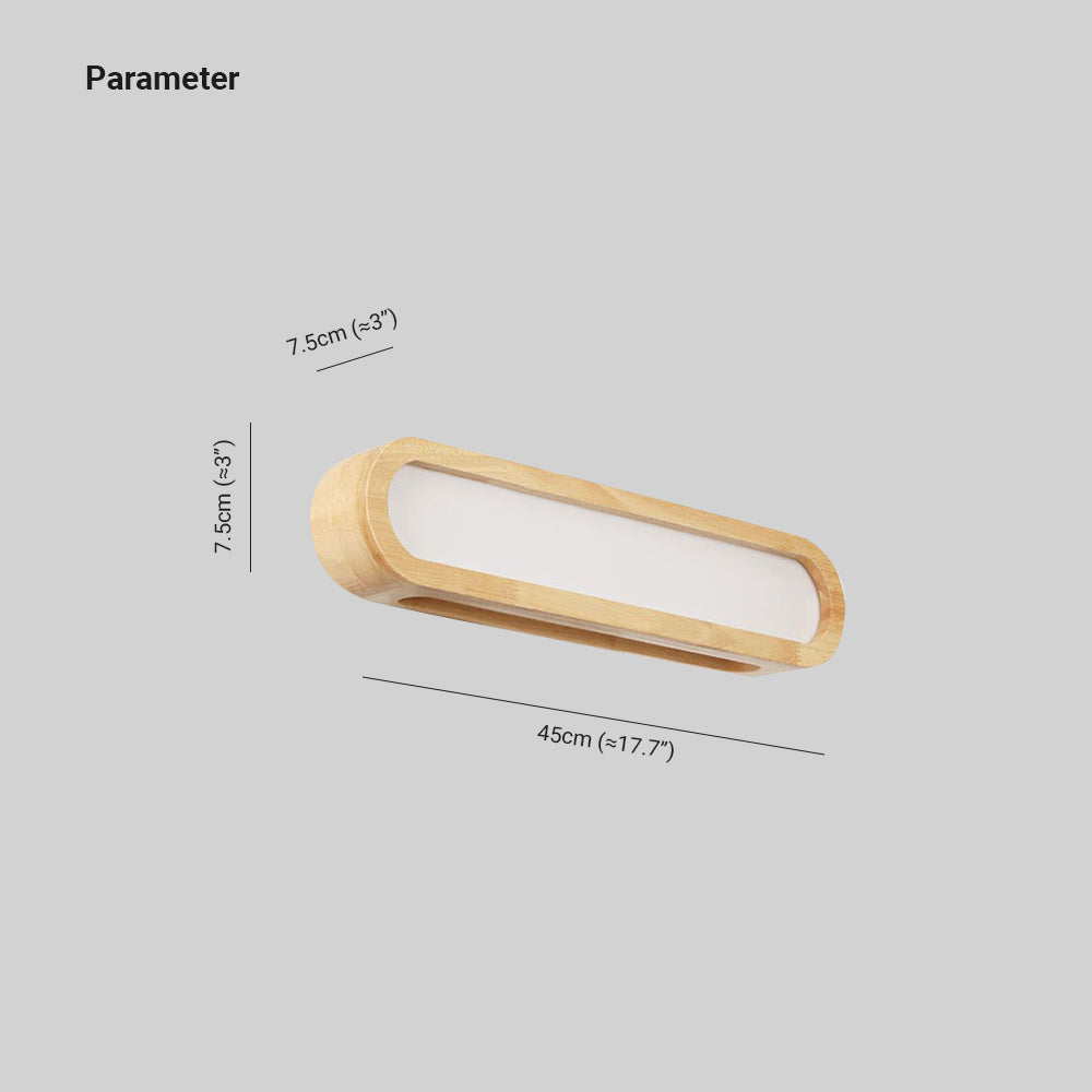 Hukulak Rectangular Wooden Energy Saving Oblong Wall Lamp